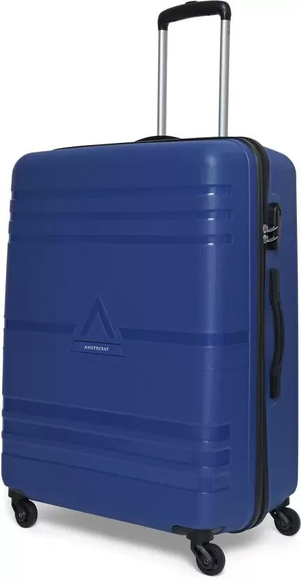 Open Box Unused Aristocrat Large Check in Suitcase 73 Cm Airstop Strolly 73 360 Aristo El Blue