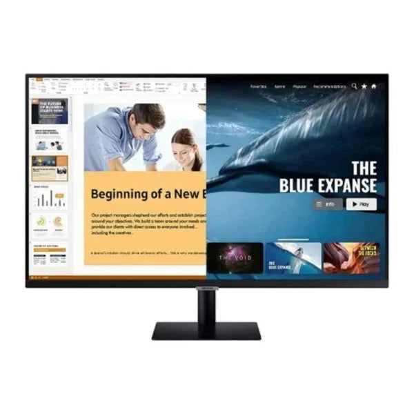 Open Box Unused Samsung 27-inch(68.58cm) LCD M5 FHD Smart Monitor, Mouse & Keyboard Control, Smart TV apps, IoT Hub, Office 365, Apple Airplay, Dex, Speakers, Remote, Bluetooth LS27CM500EWXXL, Black