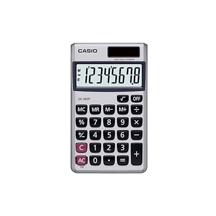 Open Box Unused Casio SX-300P-W Portable Calculator with Metallic Faceplate Pack of 5