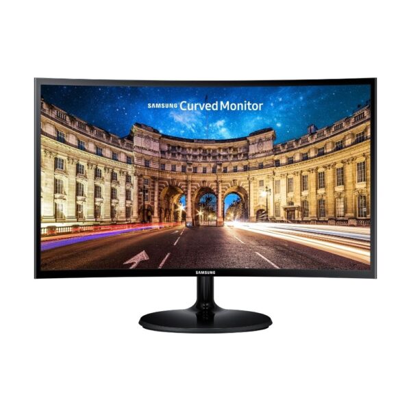 Open Box Unused Samsung 27 inch (68.6 cm) Curved LED Backlit Computer Monitor Full HD, VA Panel with VGA, HDMI, Audio Ports LC27F390FHWXXL Black