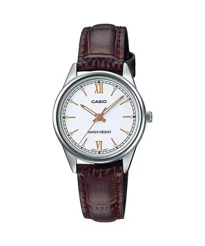 Casio analog hot sale leather watch