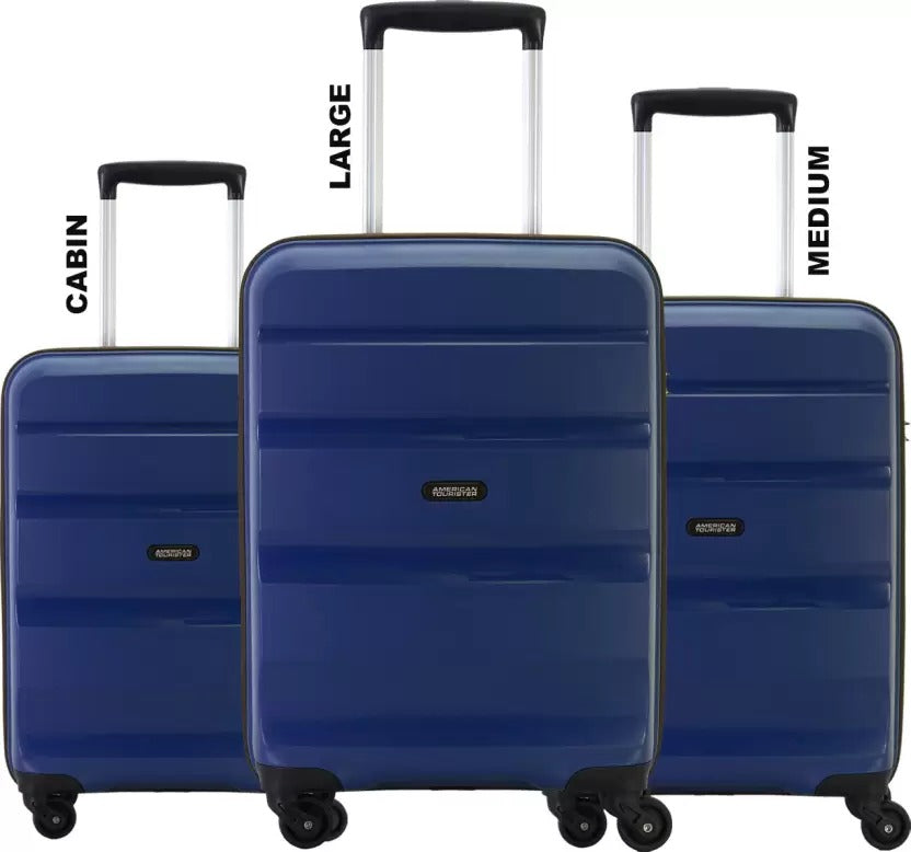 Open Box Unused American Tourister Hard Body Set of 3 Luggage Amt Brandon Sp 3pcset Blue Blue