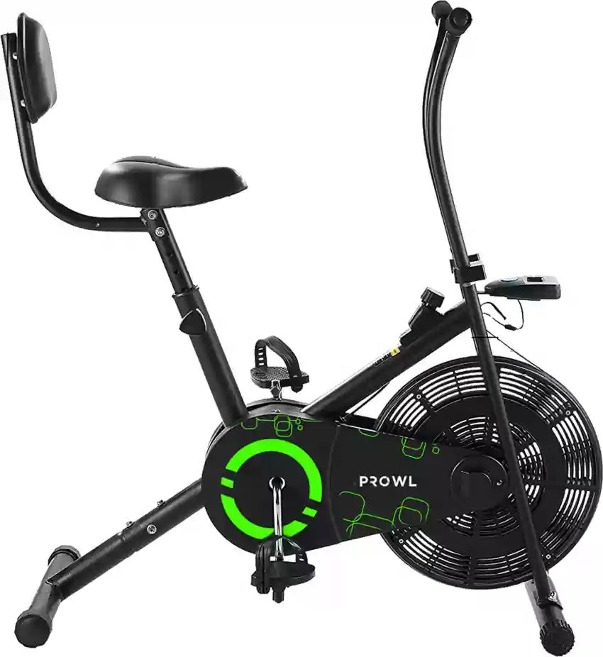 Open Box, Unused Prowl by Tiger Shroff GT-20 Fixed Handles with Back Support Upright Stationary Exercise Bike Black