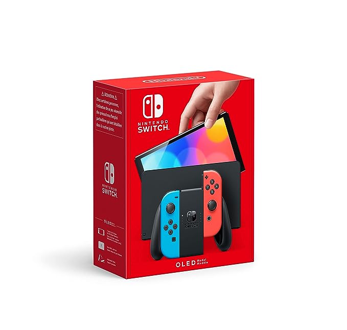 Used Nintendo Switch OLED Model Red and Neon Blue