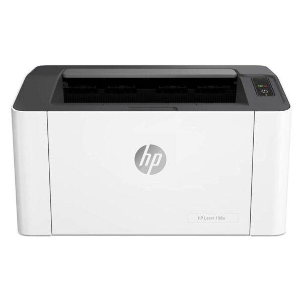 Open Box Unused HP Laser 108a Printer, Single Function, Print, Hi-Speed USB 2.0, Up to 21 ppm, 150-sheet Input Tray, 100-sheet Output Tray, 10,000-page Duty Cycle, 1 Year Warranty, Black and White, 4ZB79A