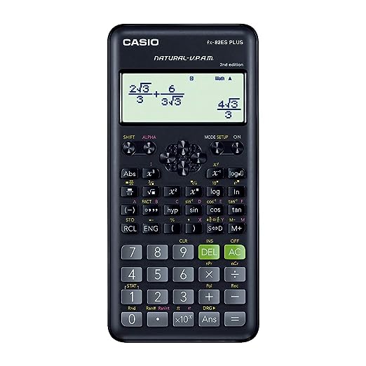 Open Box Unused Casio FX-82ES Plus 2nd Edition Non-Programmable Scientific Calculator 252 Functions Black Pack of 2