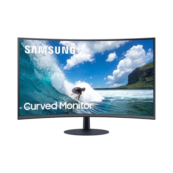 Open Box Unused Samsung 27 inch (68.6 cm) Curved Bezel Less, Speakers, Fabric Textured Back Side, FHD, VA Panel with DP, HDMI, VGA, Audio in, Headphone Port