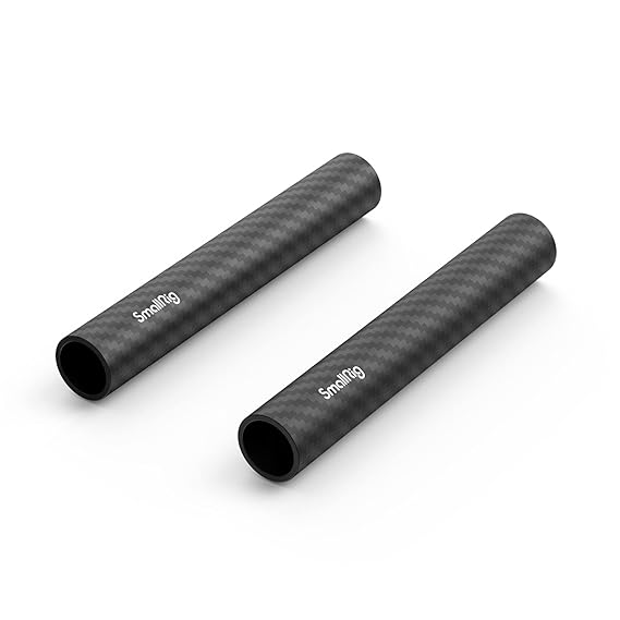 SmallRig 15mm Carbon Fiber Rod 4 Inch Long for 15mm Rod Support System Non-Thread Pack of 2 1871