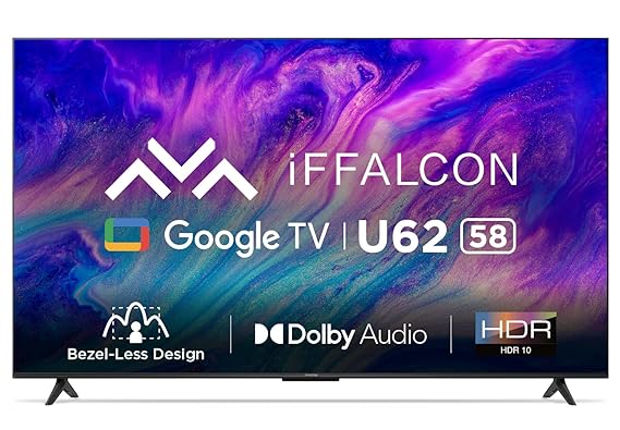 Open Box Unused iFFALCON 147 cm (58 inches) 4K Ultra HD Smart LED Google TV iFF58U62 Black