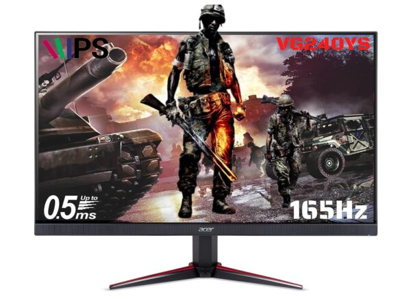 Open Box Unused Acer Nitro VG240YS 23.8 inch FHD 1920 X 1080 Resolution Gaming Monitor IPS Panel, FreeSync, 165Hz, 0.5 MS, DP, 2 x HDMI, Black Stereo Speakers