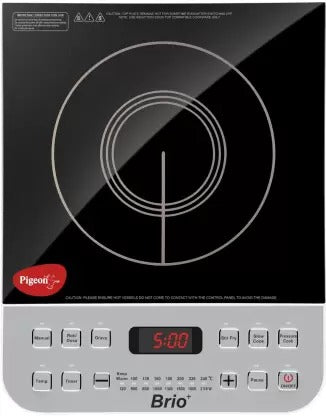 Open Box,Unused Pigeon Brio+ Induction Cooktop Silver Black Push Button