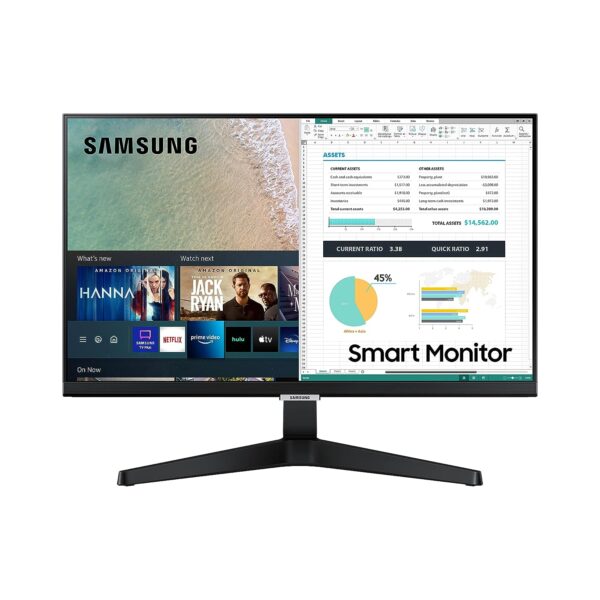Open Box Unused Samsung 24 inch Smart Monitor with Netflix, YouTube, Prime Video and Apple TV Streaming LS24AM506NWXXL Black