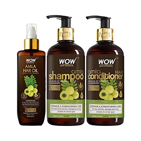 WOW Skin Science Amla Hair Care Kit - consist of Amla Hair Oil, Amla Shampoo & Amla Conditioner - Net Vol 800mL