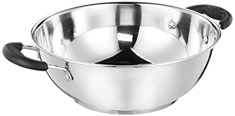 Amazon Brand Solimo Stainless Steel Induction Bottom Kadhai 25cm Silver