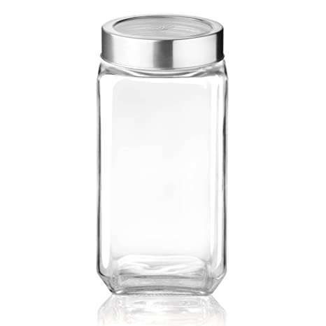 Treo By Milton Cube Storage Glass Jar 1000 ml 1 Pc Transparent Pack of 2