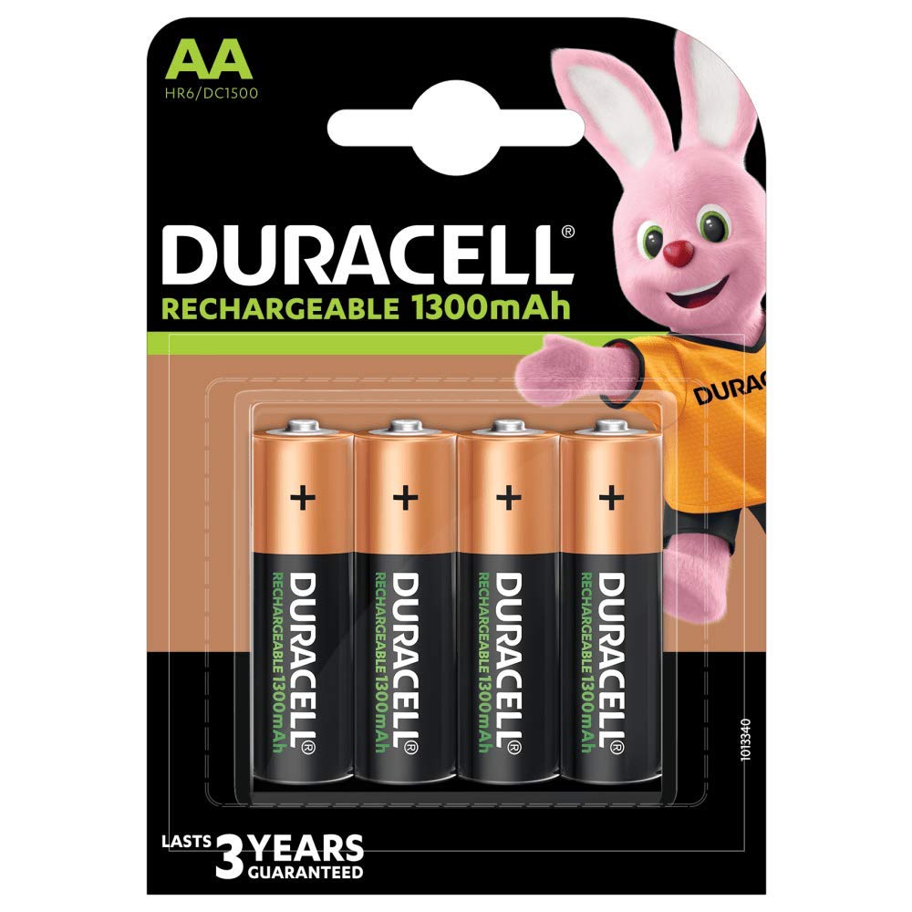 Duracell Rechargeable AA 1300mAh Batteries, Pack of 4