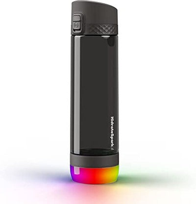 HidrateSpark PRO Smart Water Bottle Tritan Plastic, Tracks Water Intake & Glows to Remind You to Stay Hydrated Chug Lid Black
