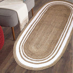 Load image into Gallery viewer, Cotton and Jute Floor Rug - White and Beige Color 
