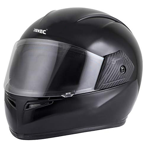 Detec™ Full Face Helmet Scooty & Bike Riding Helmets with Plain Visor & Strap for Men