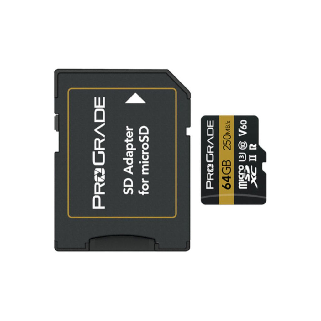 ProGrade Digital 64GB Micro SDHC UHS II Memory Card With Gold 250 MB/s
