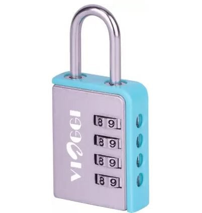 Viaggi Silver Blue 4 Dial Luggage Resettable Combination Number Padlock