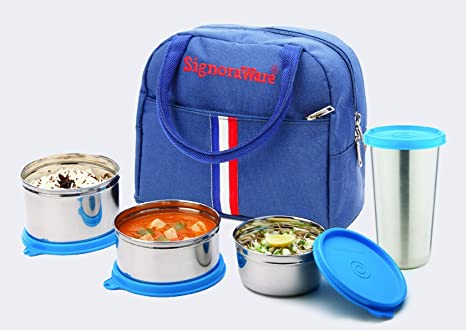 Signoraware Stylish Stainless Steel Lunch Box with Steel Tumbler Set
