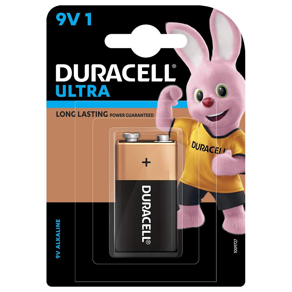 Duracell Ultra Alkaline 9V Battery, 1 Piece (Pack of 2) - Total 2 Cell