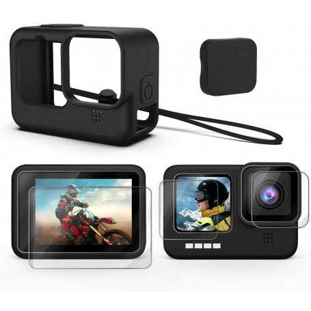 Gopro Safety Protection Kit Tempered Glass Plus Lanyard Sleeve Cap