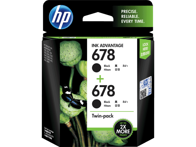 HP 678 Black Ink Cartridge 2-Pack
