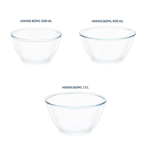 Borosil IH22MB05913 Set / 3 Mxg Bowls 500 ml + 900 ml + 1.3 L Pack of 4