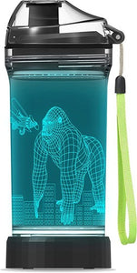 Light Up Kids Water Bottle with 3D Ape Gorilla Design- 14 OZ Tritan BPA Free Eco-Friendly