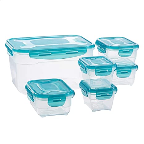 AmazonBasics Food Storage Containers Set of 6 Multicolor