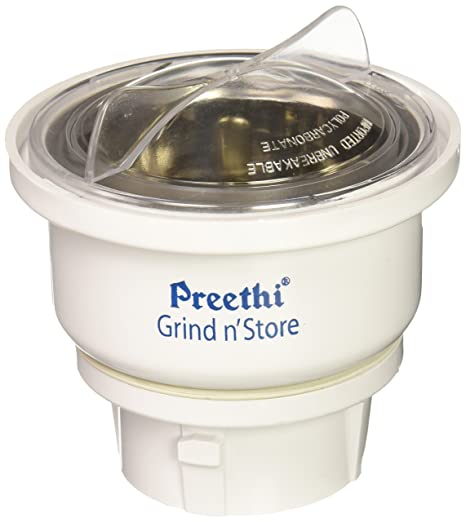Preethi MGA 502 0.4 Litre Grind and Store Jar White Stainless Steel Pack of 3