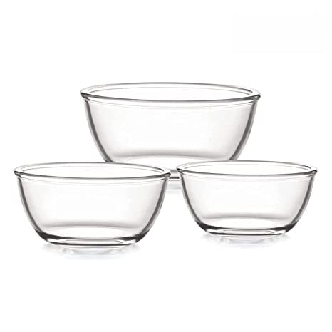 Cello Ornella Toughened Glass Mixing Bowl without Lid Set of 3 500ml