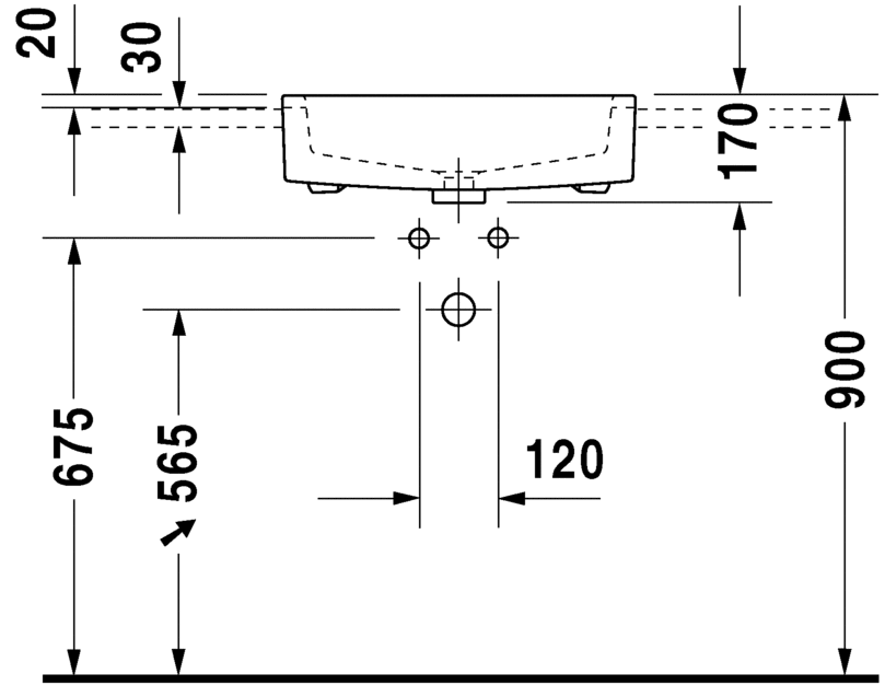 Duravit Vero Semi-recessed washbasin Model No. : 031455