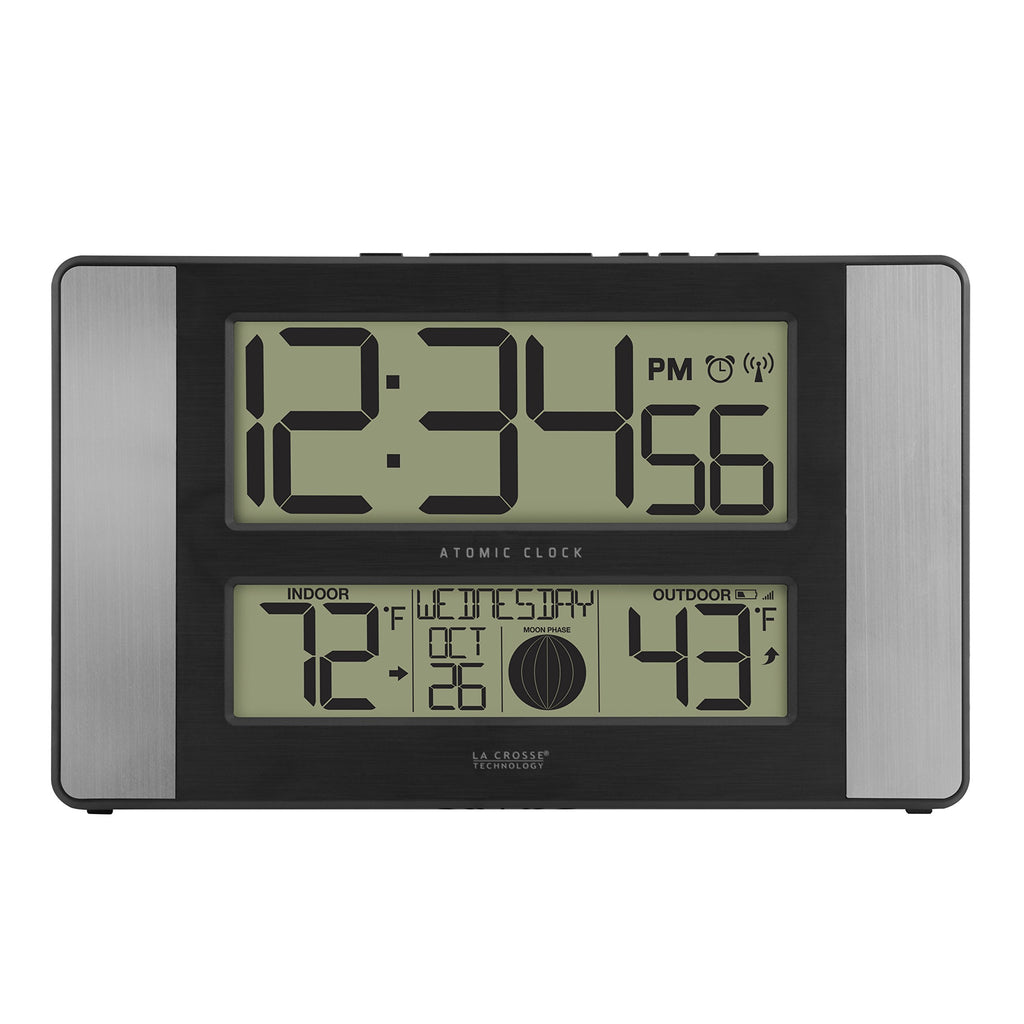 La Crosse Technology 513-1417AL-INT Atomic Clock w Outdoor Temp, Grey/Black