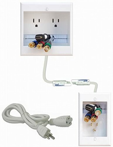 PowerBridge TWO-CK Dual Outlet Recessed In-Wall Cable Management System