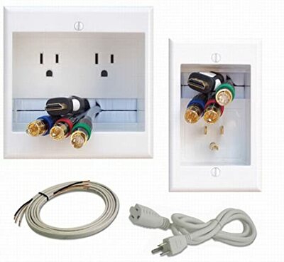 PowerBridge TWO-PRO-6 Dual Power Outlet Professional Grade Recessed In-Wall Cable Management System