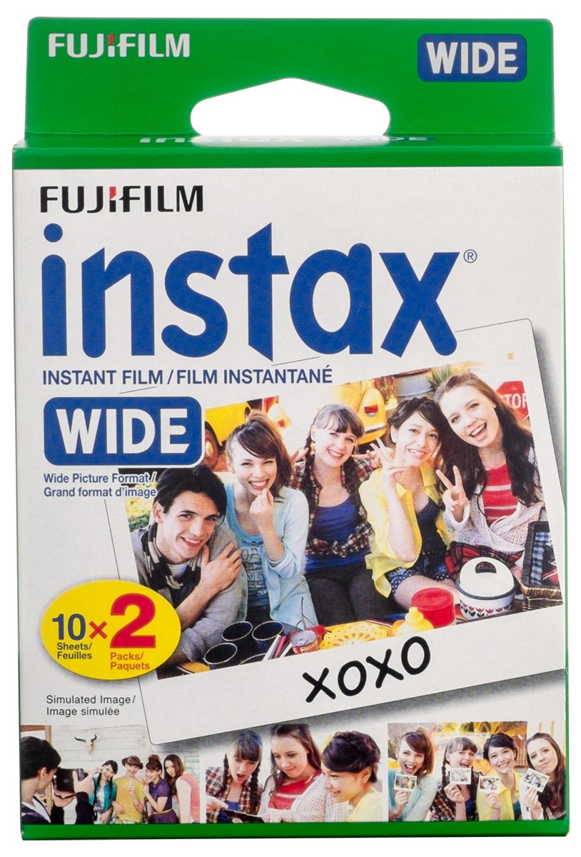 Fujifilm Instax Wide Instant Film, 20 Exposures, White, New Packaging