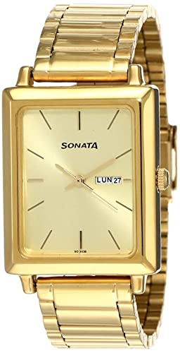 Sonata Analog Gold Dial Men's Watch NL7078YM04