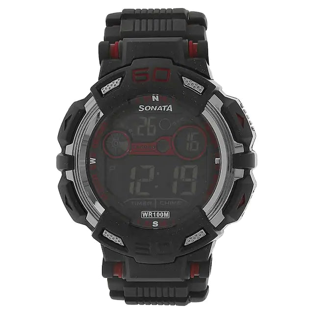 Sonata Ocean Series Watch With Black Plastic Strap NP77009PP01