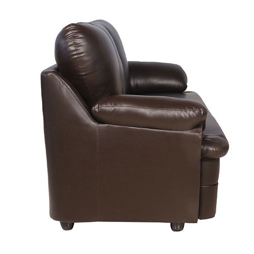 Detec™Pisa Solid Wood Three Seater Sofa Set Micro Fibre Leather Sofa Dark Brown