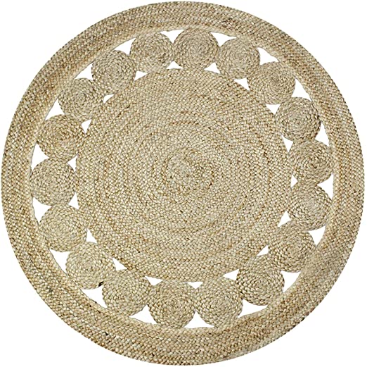 Detec™ Jute Braided Floor Rug Boho Carpet Rug - beige color