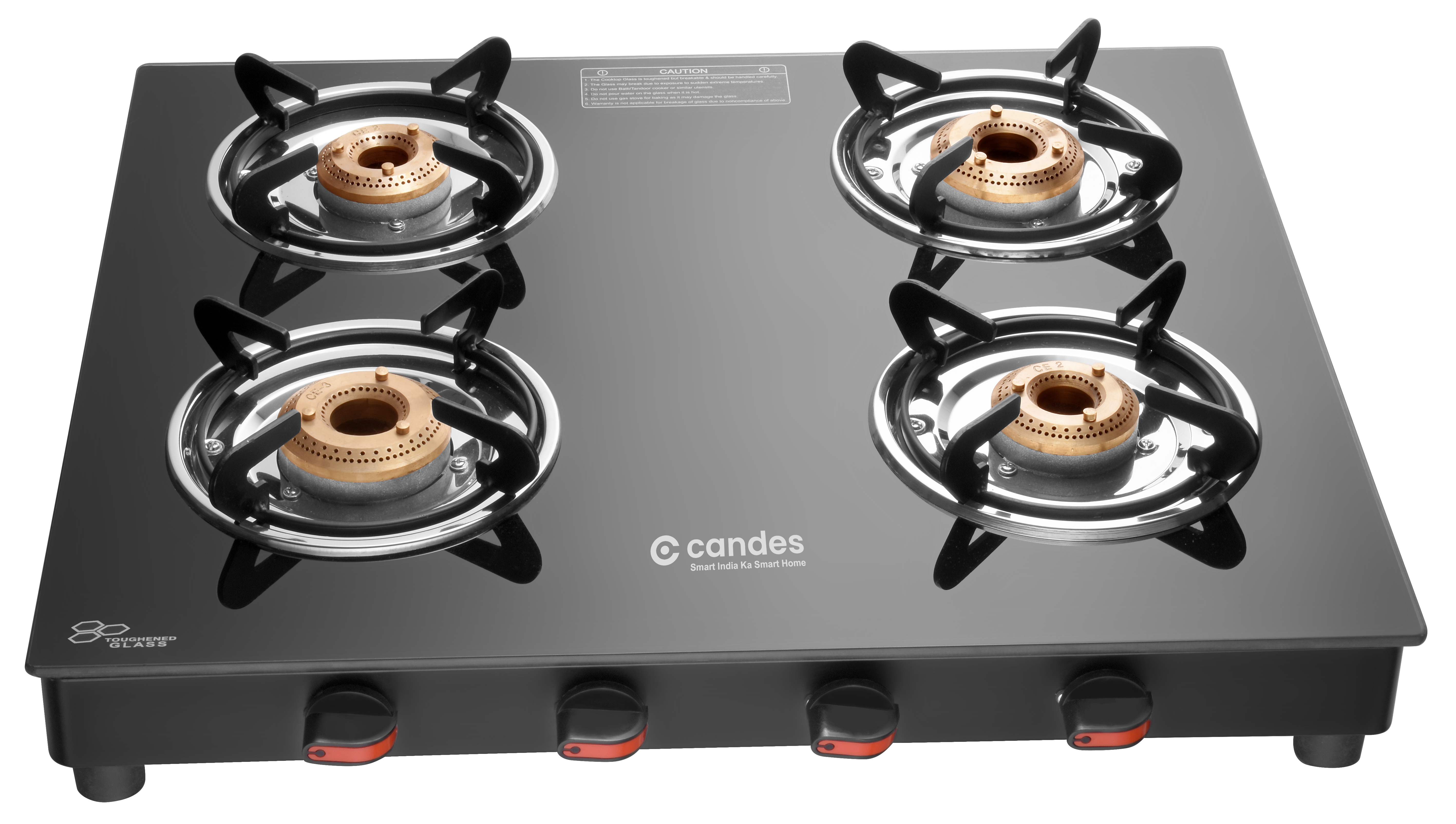 Candes Magma Glass Top 4 Burner Gas Stove