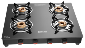 Candes Magma Glass Top 4 Burner Gas Stove