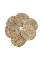 Load image into Gallery viewer, Detec™ Jute Round Reversible Table Place Mats (Pack of 6) in Brown Color 
