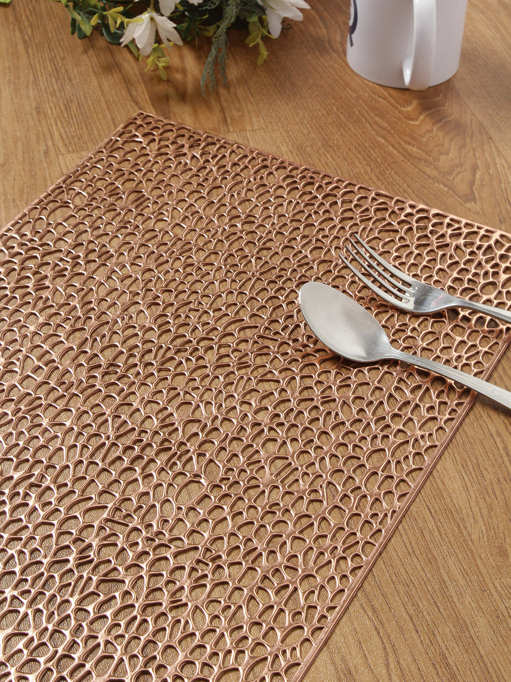Detec™ Hosta set of 6 Reversible Leatherite Rectangular Table Mats for Dining Table 30 X 45 CMS