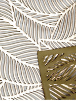 Load image into Gallery viewer, Detec™ Hosta Modern Leaf Design Leatherite Rectangular Table Place Mats in Gold Color
