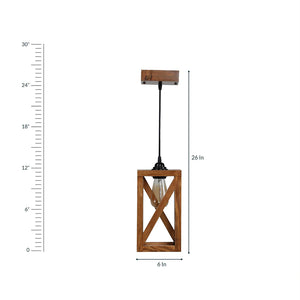 Symmetric Brown Wooden Single Hanging Lamp