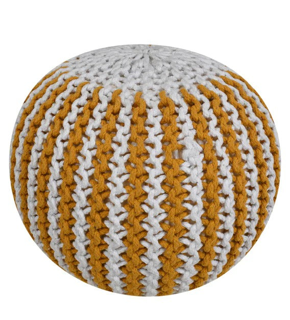 Detec™ Hand Knitted Pouffe - Yellow & White Color